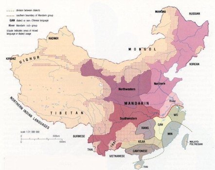 Map of Location of Different Dialects