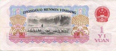 Chinese 1 Yuan Bill - Back