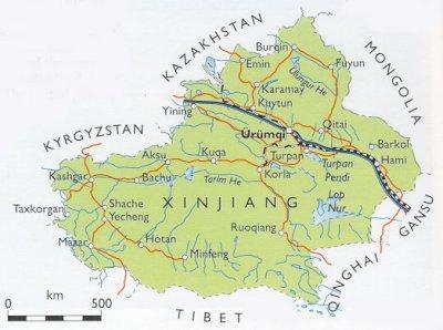 Map of Xinjiang Autonomous Region