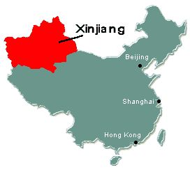 Location of Xinjiang Autonomous Region in China