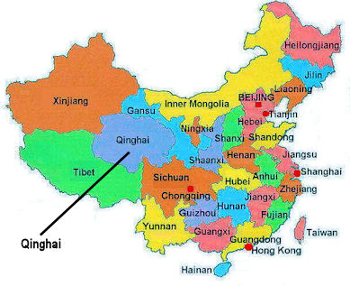 Location of Qinghai in China