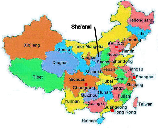 Location of Sha'anxi in China