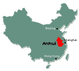 Location of Anhui in China