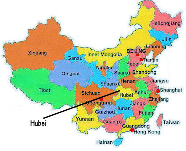 Location of Hubei in China