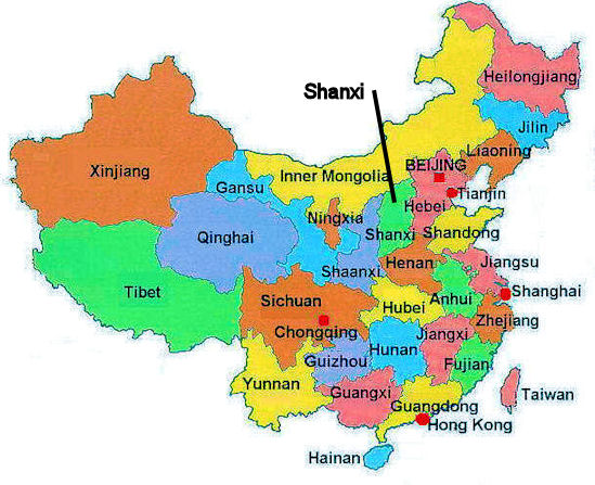 Location of Shanxi in China