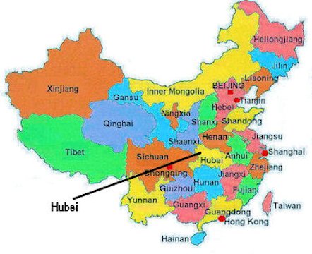 Location of Hubei in China