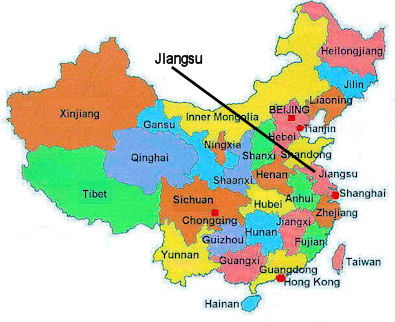 Location of Jiangsu in China