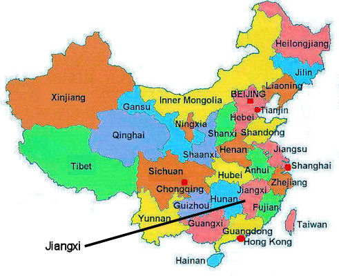 Location of Jiangxi in China