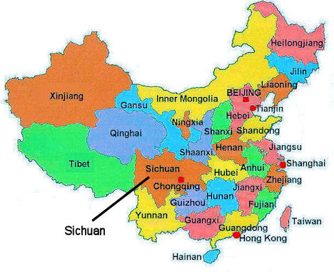 Location of Sichuan in China