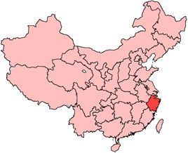 Location of Zhejiang 