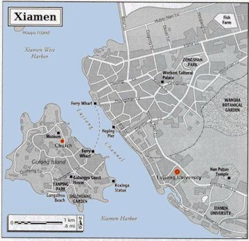 Map of Xiamen, Fujian, China