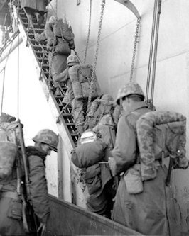 Marines Board USS Bayfield