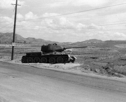 Destroyed North Korean T34 Tank