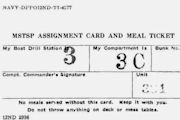 Troopship Mess Card