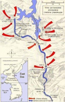 Map of X Corps and Chinese Forces in Chosin Reservoir Area