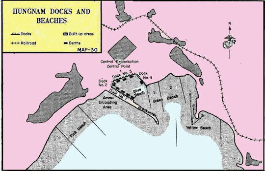 Map Showing Hungnam Docks and Beaches