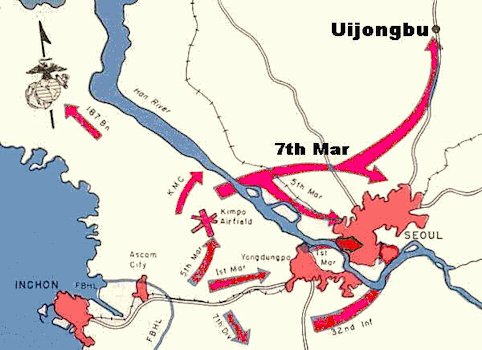 Map Showing Inchon - Seoul Battle Plan