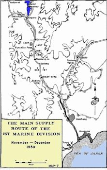 Map Military Supply Route (MSR) 1st Marine Div