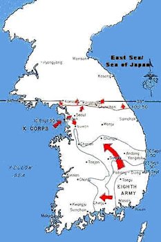 Map of UN Korean Offensive - Sept 15 - Oct 1 