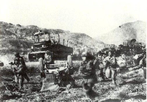 Chinese Troops Charge A Wrecked US Army Convoy 