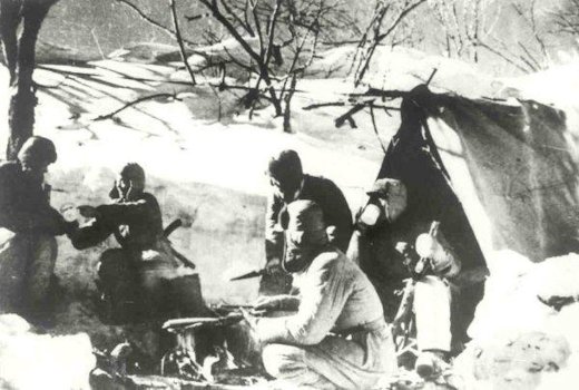 Chinese Troops Charge A Hill in the Chosin Reservoir