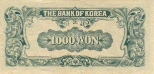 South Korean 1,000 Won Bill - Back