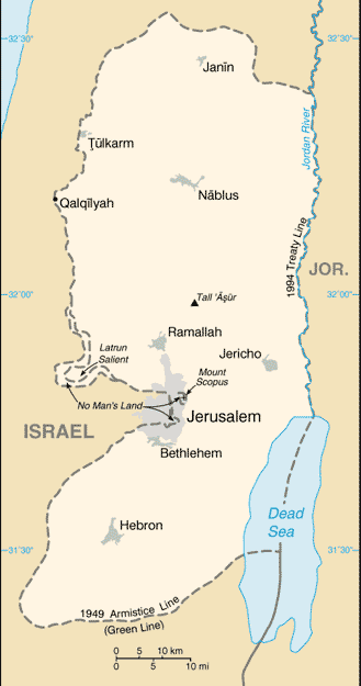 A Map of Palestinian Territories