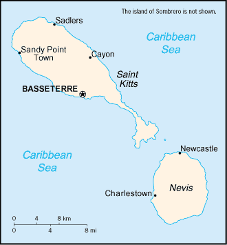 A Map of Saint Kitts and Nevis