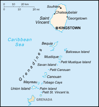 A Map of Saint Vincent and the Grenadines