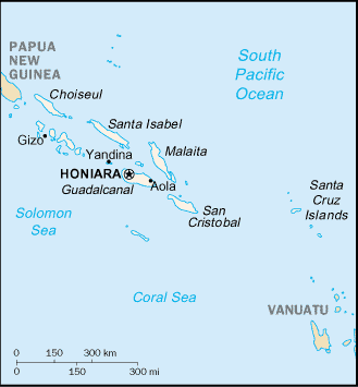 A Map of Solomon Islands