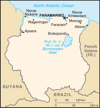 A Map of Suriname