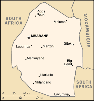 A Map of Swaziland