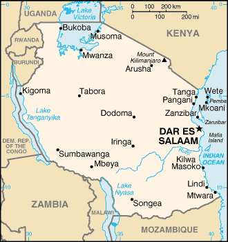 A Map of Tanzania