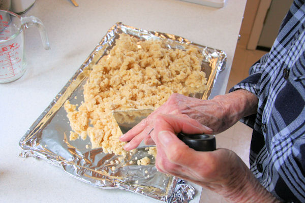 Step 18 - Put Flour Mixture on Jelly Roll Pan 