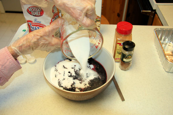 Step 10 - Add the Sugar to the Blackberries