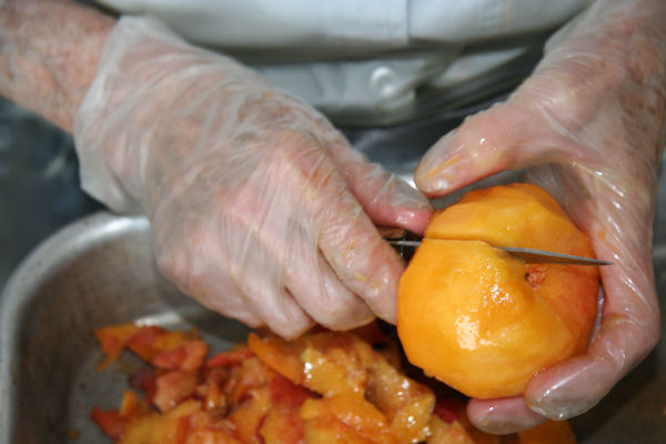 Step 3 - Cut Peach in Half