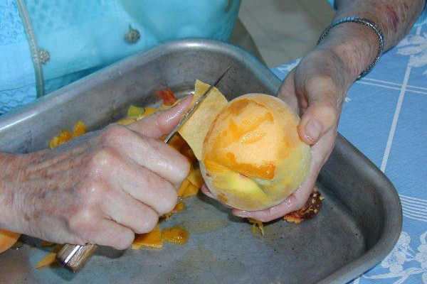 Step Five, Cut Peaches and Peel