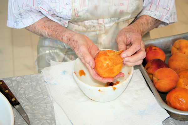 Step 3 - Peel Peaches