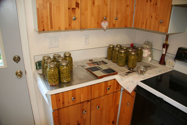 Step Eleven, Filled Jars waiting their turn in the Pressure Cooker