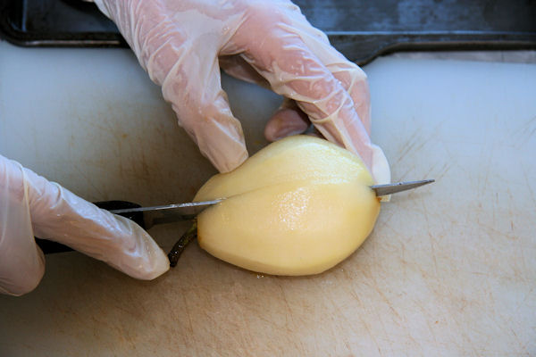 Step 11 - Cut the Pear in Half 