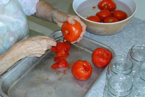 Step Six, Peel, Core and Cut Tomatoes 
