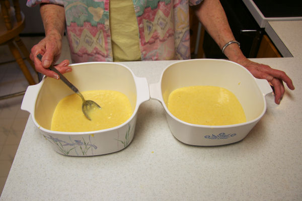 Step 10 - Divide Cornbread into Cassserole Dishes