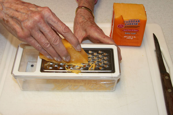 Step 6 - Shred Chedar Cheese