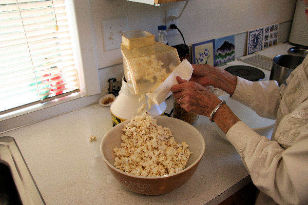 Step 3 -  Bernice Pops the Popcorn