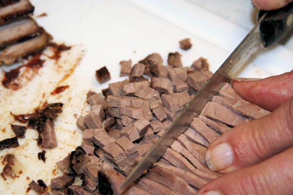 Step Five - Cut Beef Strips into Cubes