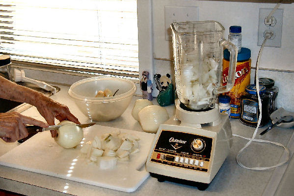 Step Three, Liquefy Onions and Carrots