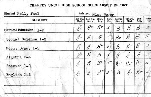 My 9th Grade Report Card 