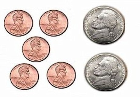 Two Nickles, five Penies 