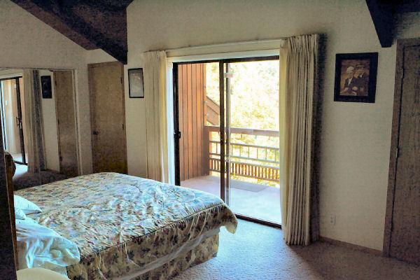 Master Bedroom looking out the Glass Doors