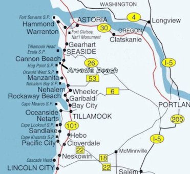 Oregon North Coast Map